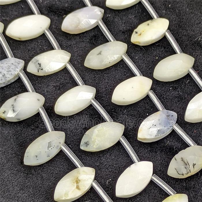 Natural White Opal Eye Beads Topdrilled Faceted