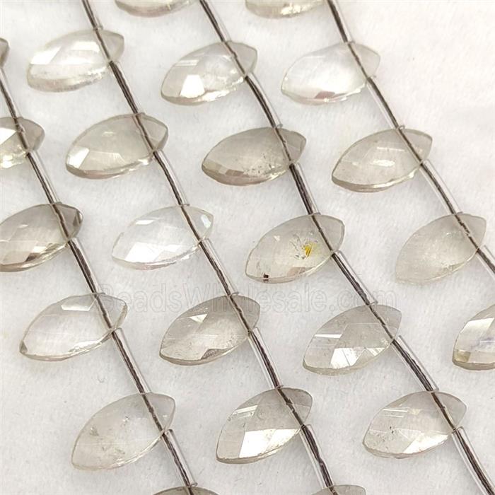 Smoky Quartz Eye Beads Topdrilled Faceted