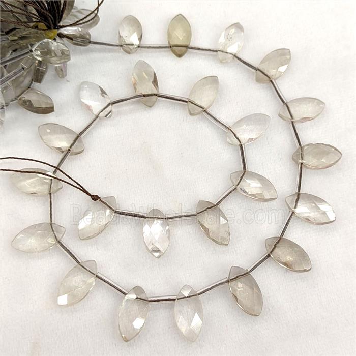 Smoky Quartz Eye Beads Topdrilled Faceted