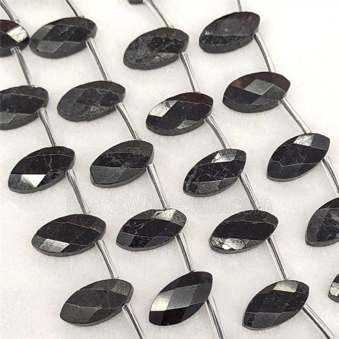 Natural Black Tourmaline Eye Beads Topdrilled Faceted