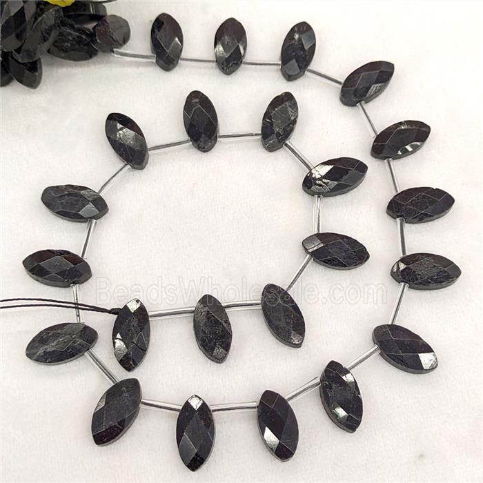 Natural Black Tourmaline Eye Beads Topdrilled Faceted