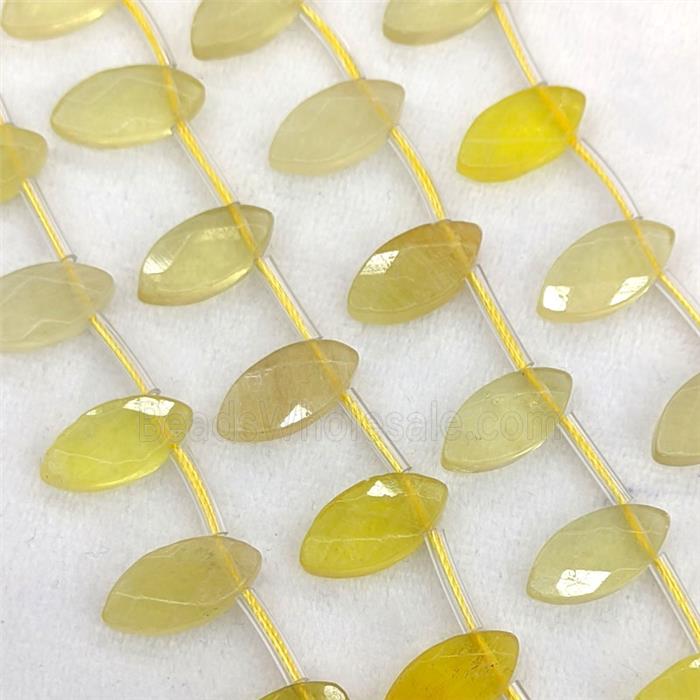 Natural Yellow Fluorite Eye Beads Topdrilled Faceted