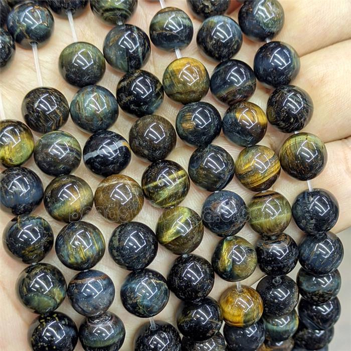 Natural Yellowblue Tiger Eye Stone Beads Smooth Round AB-Grade