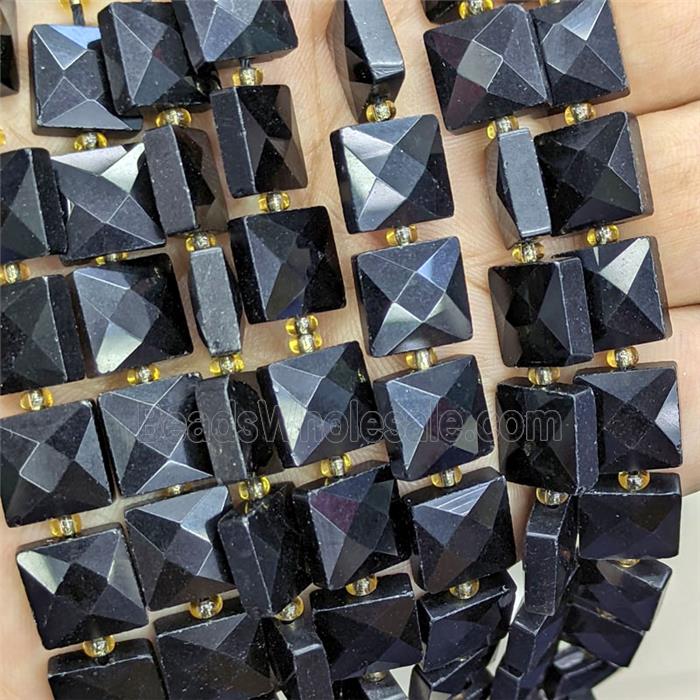 Black Obsidian Square Beads Faceted