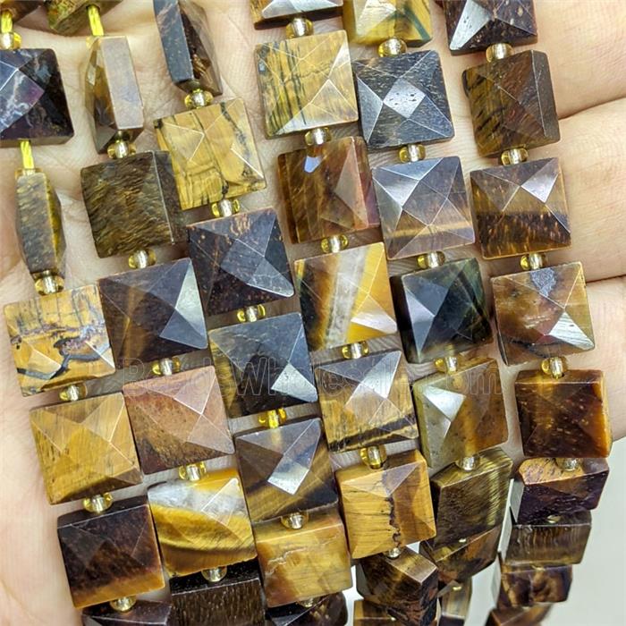 Tiger Eye Stone Square Beads Faceted