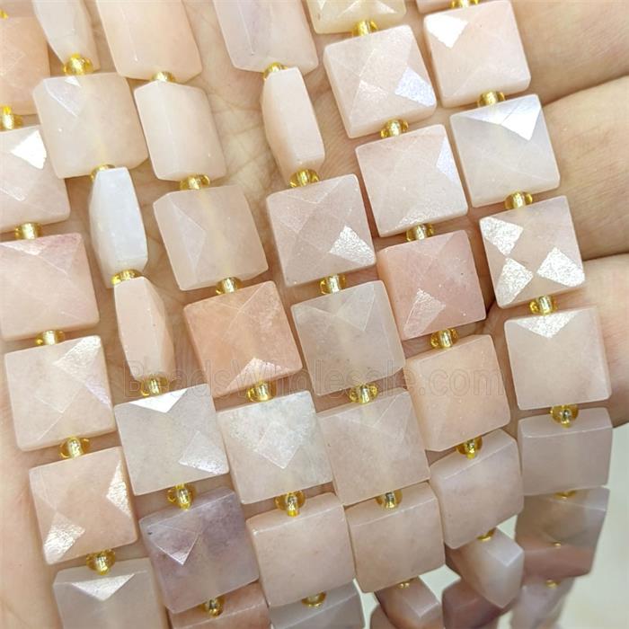 Pink Aventurine Square Beads Faceted