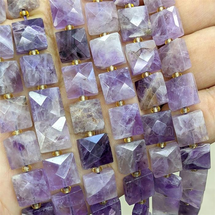 Purple Amethyst Square Beads Faceted