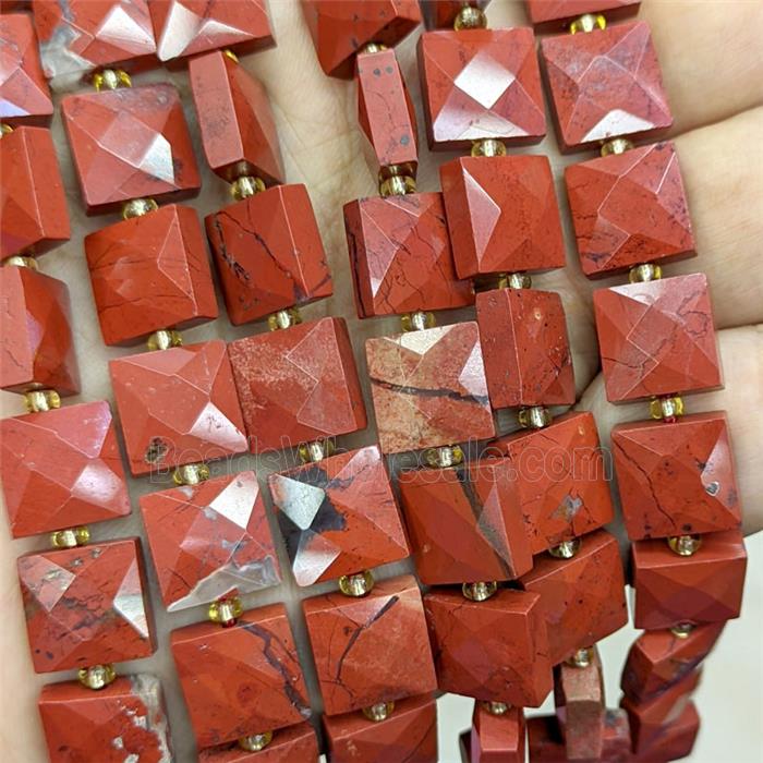 Red Jasper Square Beads Faceted