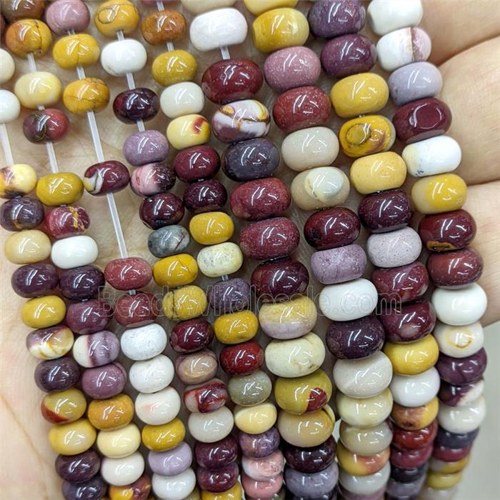 Natural Mookaite Beads Smooth Rondelle Multicolor