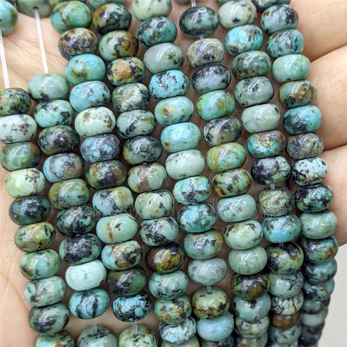 Natural African Turquoise Beads Green Smooth Rondelle