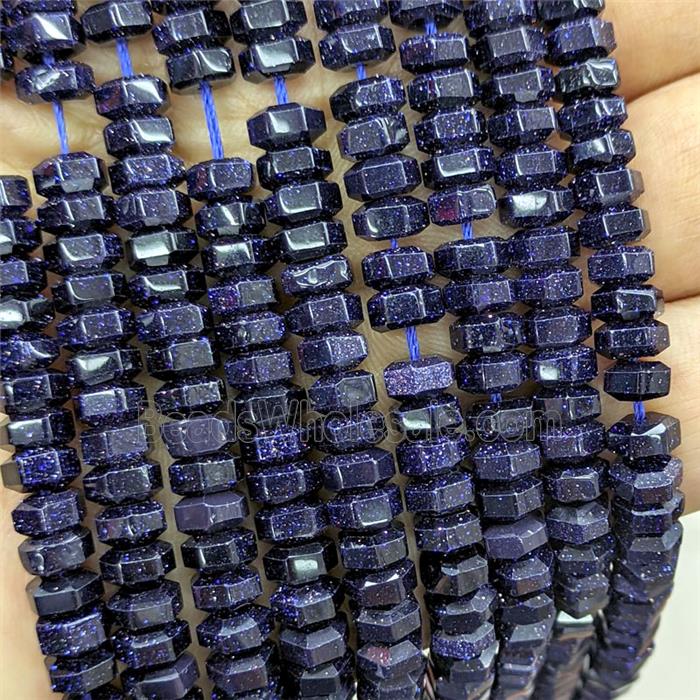 Blue Sandstone Hexagon Beads