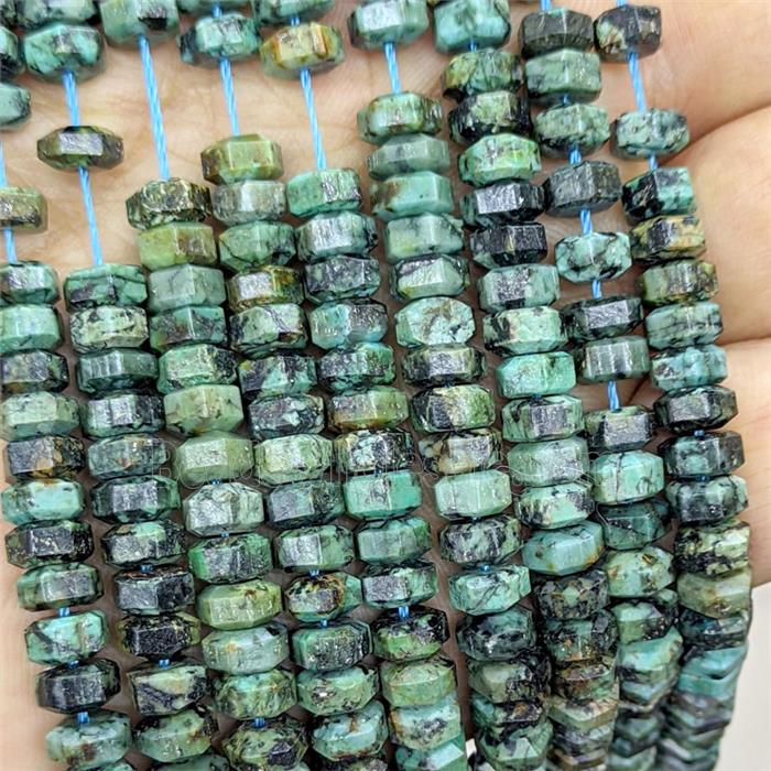 Natural African Turquoise Hexagon Beads Green