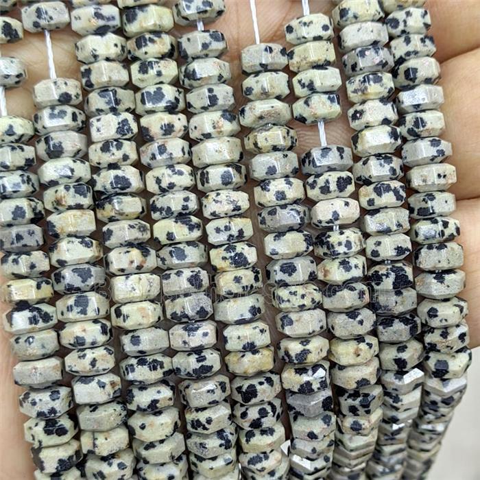 Natural Black Dalmatian Jasper Hexagon Beads