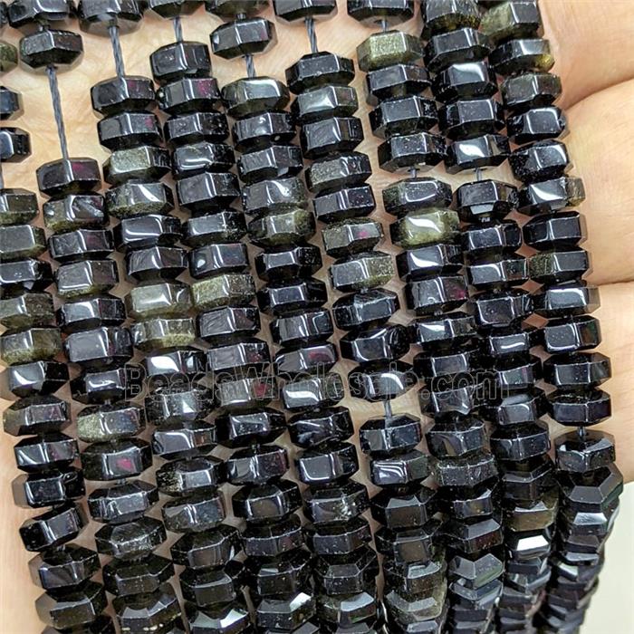 Golden Obsidian Hexagon Beads