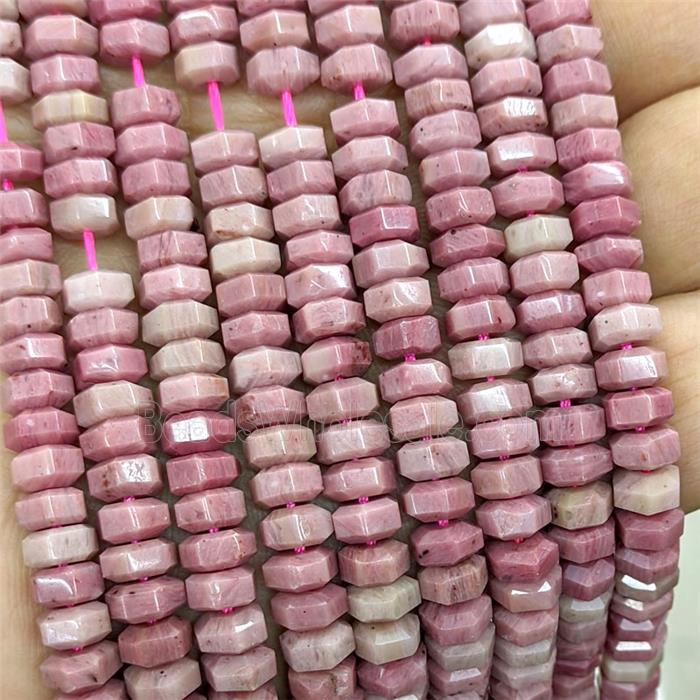 Natural Pink Wood Lace Jasper Hexagon Beads