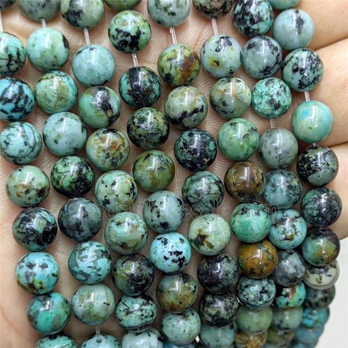 Natural African Turquoise Beads Green Smooth Round