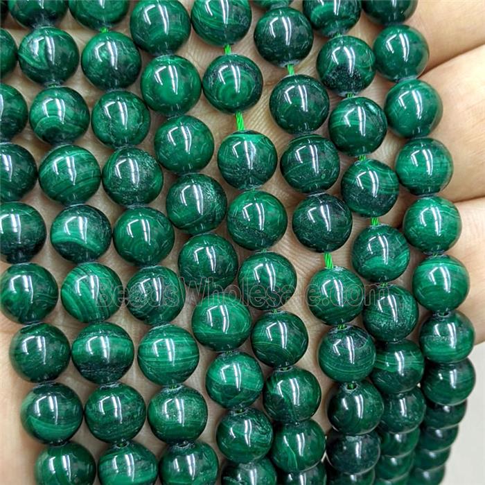Natural Green Malachite Beads Smooth Round