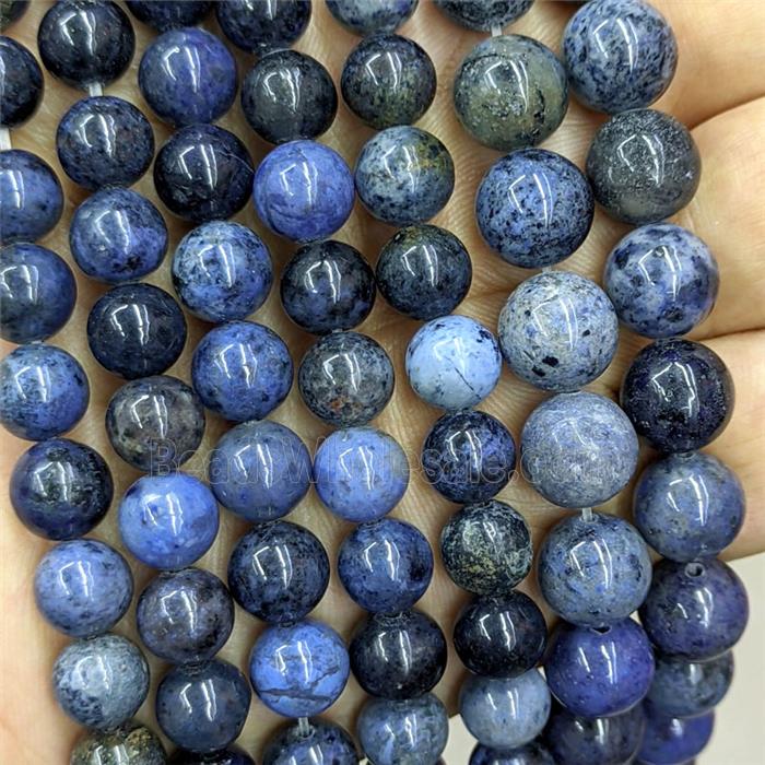 Natural Blue Dumortierite Beads Smooth Round