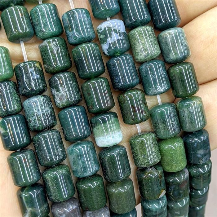 Natural Green Grass Agate Tube Beads