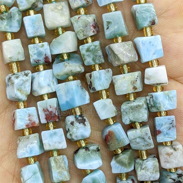 Natural Blue Larimar Cube Beads B-Grade