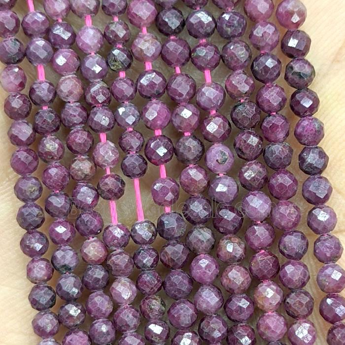 Natural Red Ruby Beads Faceted Round