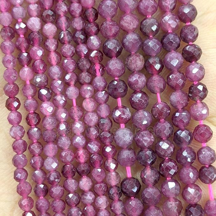 Natural Red Tourmaline Beads Faceted Round