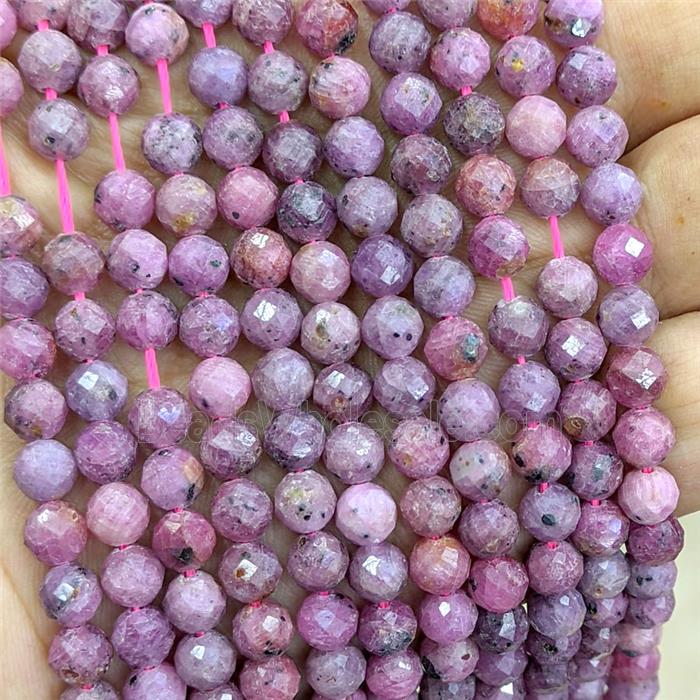 Natural Ruby Beads Faceted Round