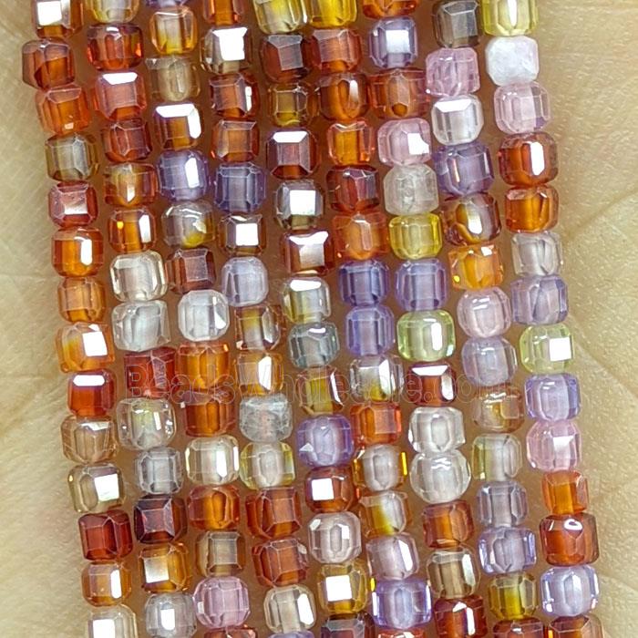 Cubic Zirconia Cube Beads Mixed Color