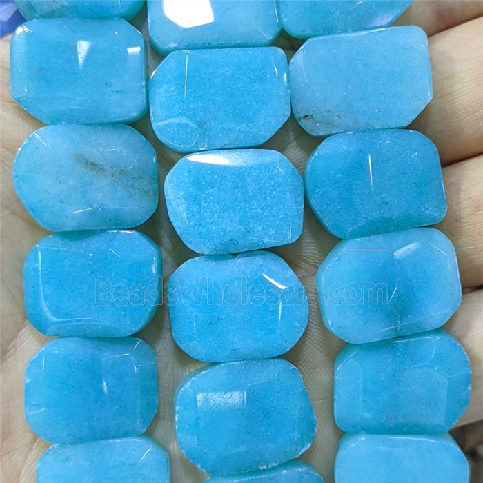 Teal Dye Jade Beads Faceted Rectangle