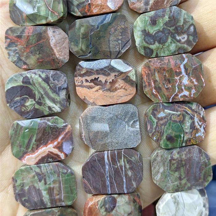 Natural Ocean Jasper Beads Faceted Rectangle