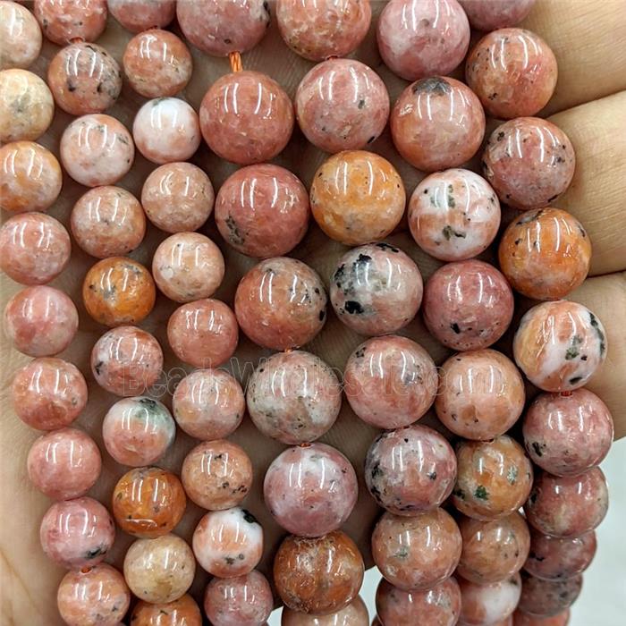 Natural Orange Calcite Beads Smooth Round