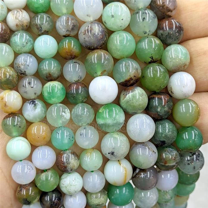 Natural Green Australian Chrysoprase Beads Smooth Round