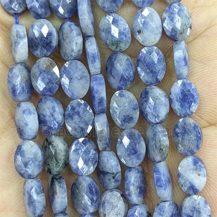 Natural Blue Dalmatian Jasper Oval Beads Faceted