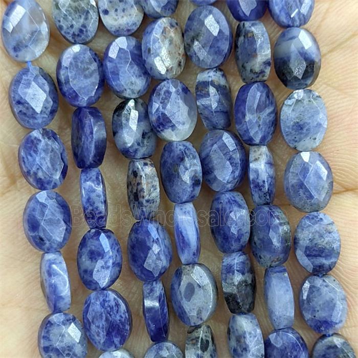 Natural Blue Sodalite Oval Beads Faceted
