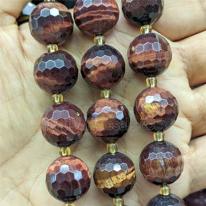 Red Tiger Eye Stone Beads Faceted Round