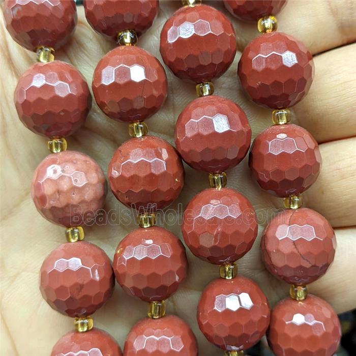 Natural Red Jasper Round Beads Faceted