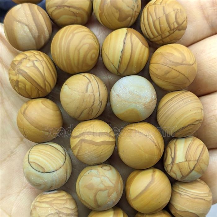 Natural Brown Wooden Lace Jasper Beads Round Matte