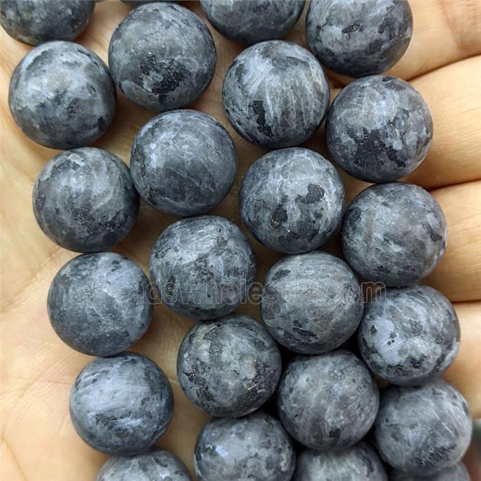 Natural Black Labradorite Beads Matte Round Larvakite