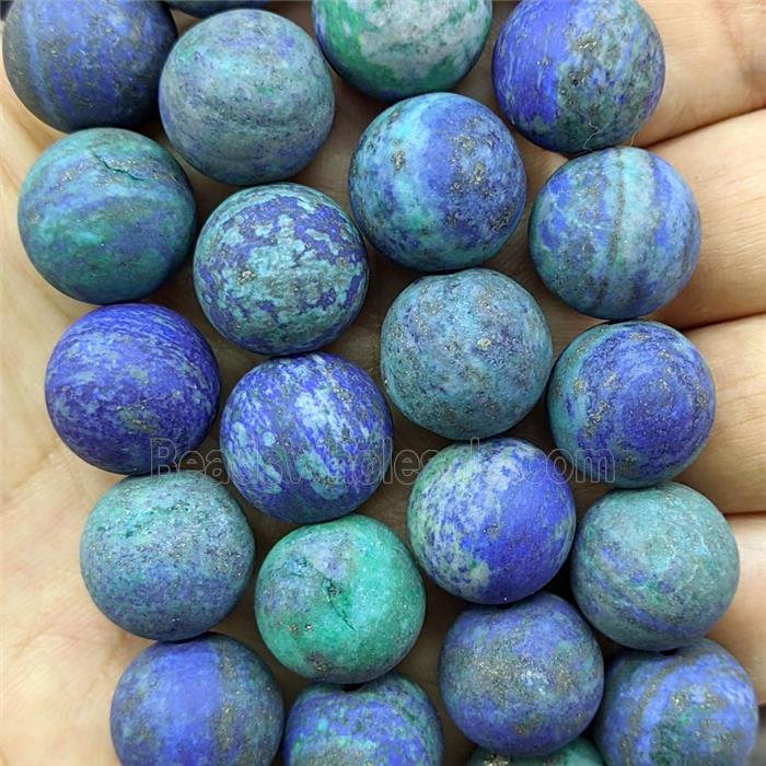 Natural Azurite Beads Dye Blue Green Matte Round