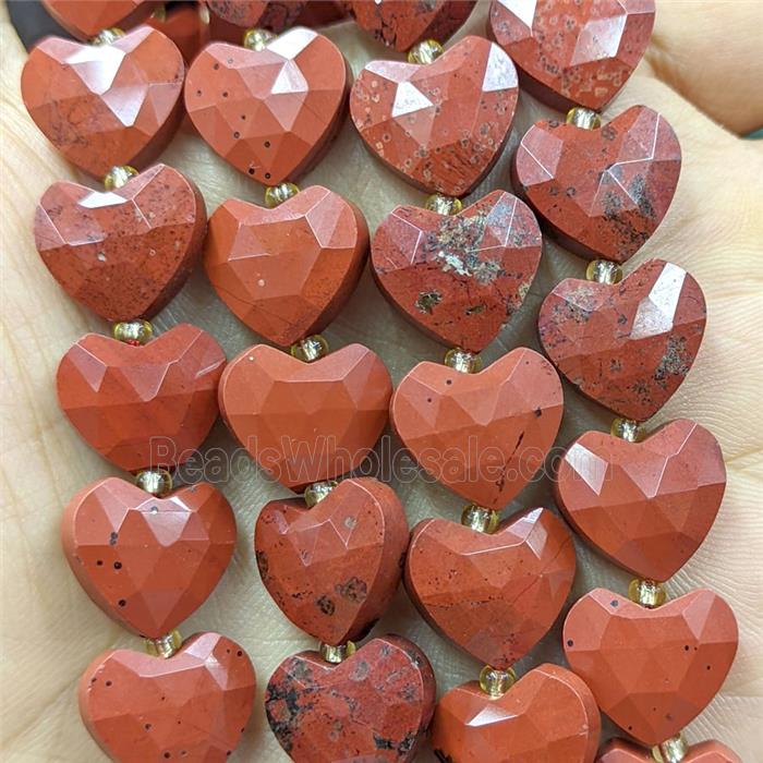Natural Red Jasper Heart Beads Faceted