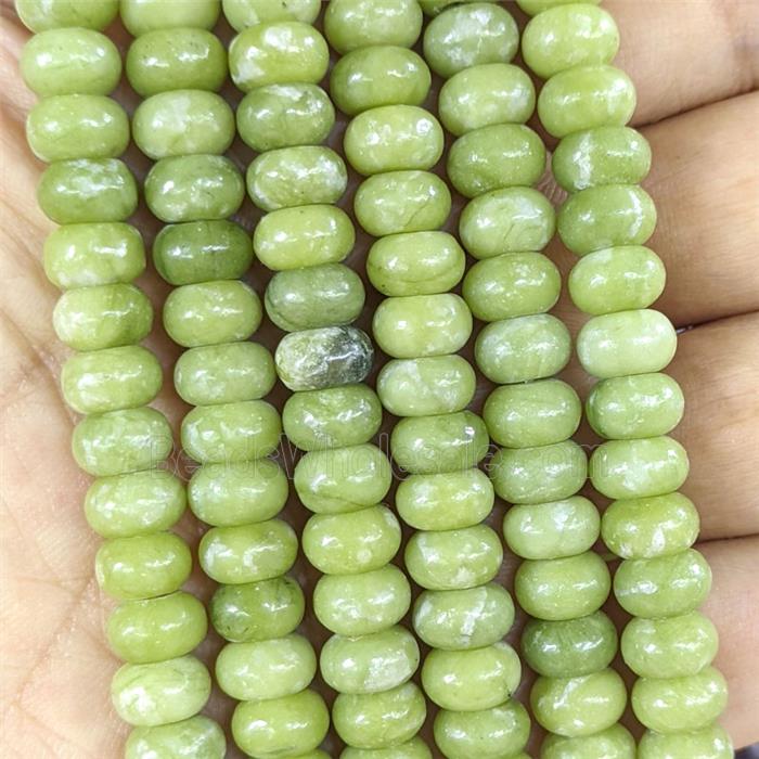 Lemon Jade Rondelle Beads Olive Smooth