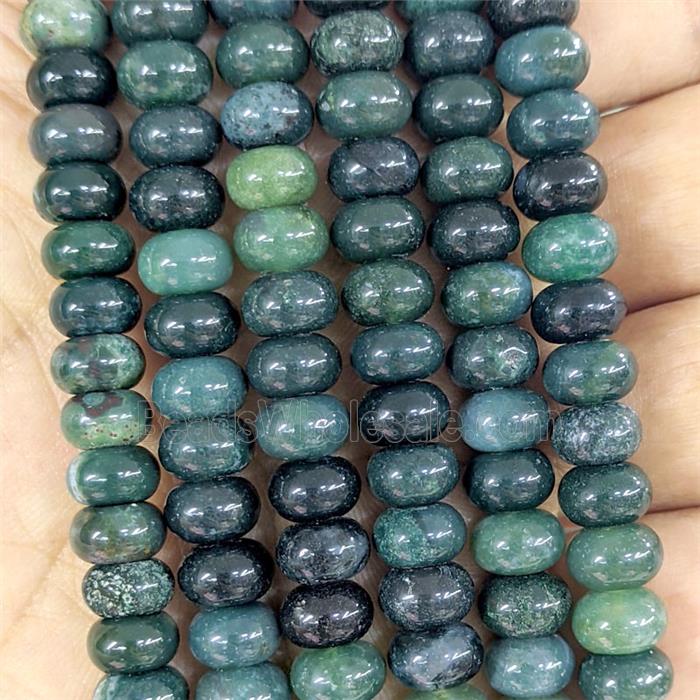 Green Moss Agate Rondelle Beads Green Smooth AB-Grade