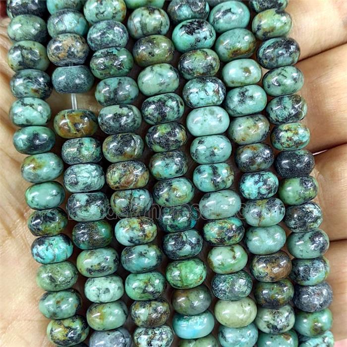 Green African Turquoise Beads Smooth Rondelle