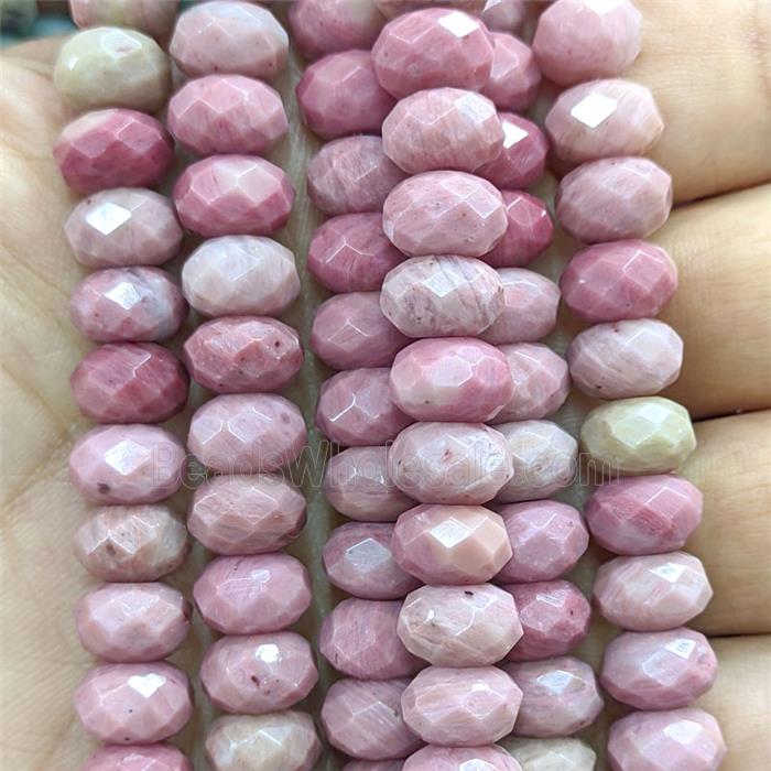 Natural Pink Wood Lace Jasper Beads Faceted Rondelle