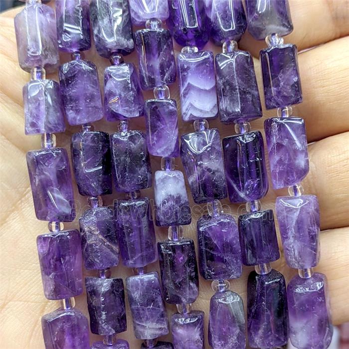 Natural Purple Amethyst Tube Beads