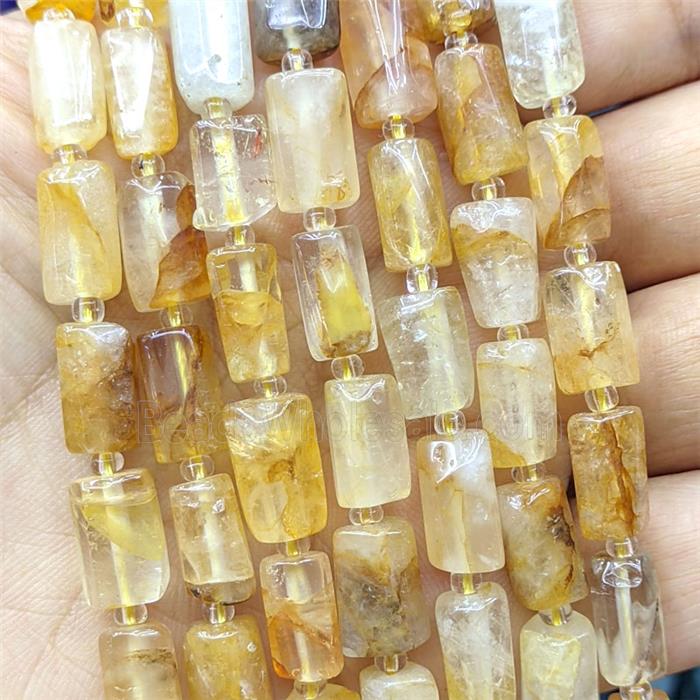 Natural Yellow Hematoid Quartz Tube Beads