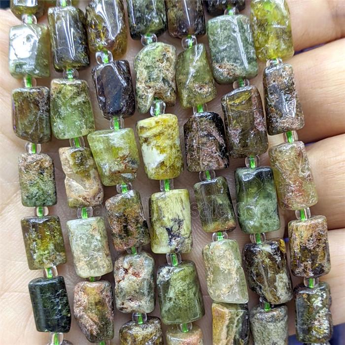 Natural Green Garnet Tube Beads