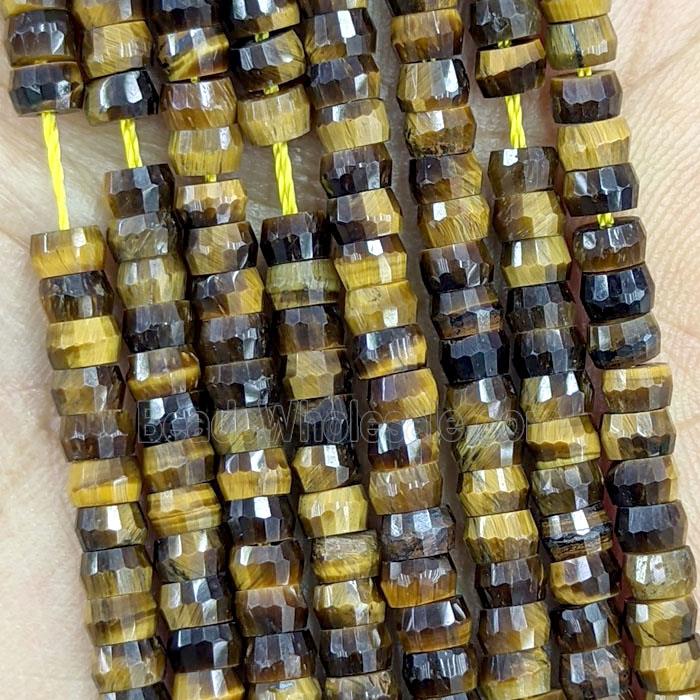 Natural Tiger Eye Stone Heishi Beads Faceted