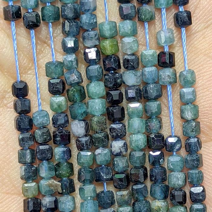 Natural Blue Tourmaline Cube Beads Faceted