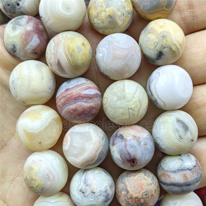 Natural Crazy Lace Agate Beads Matte Round Yellow